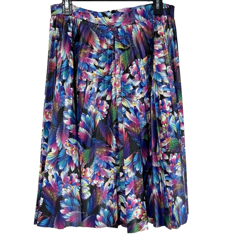 Garcia Faux Leather Pleated Skirt Womens Large Tropical Print